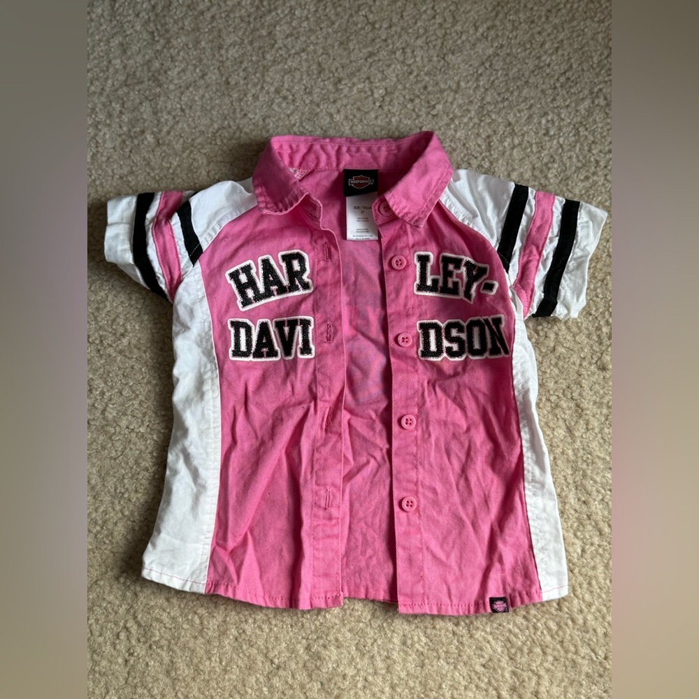 Harley Davidson 2T button up shirt for a 2 year old girl.